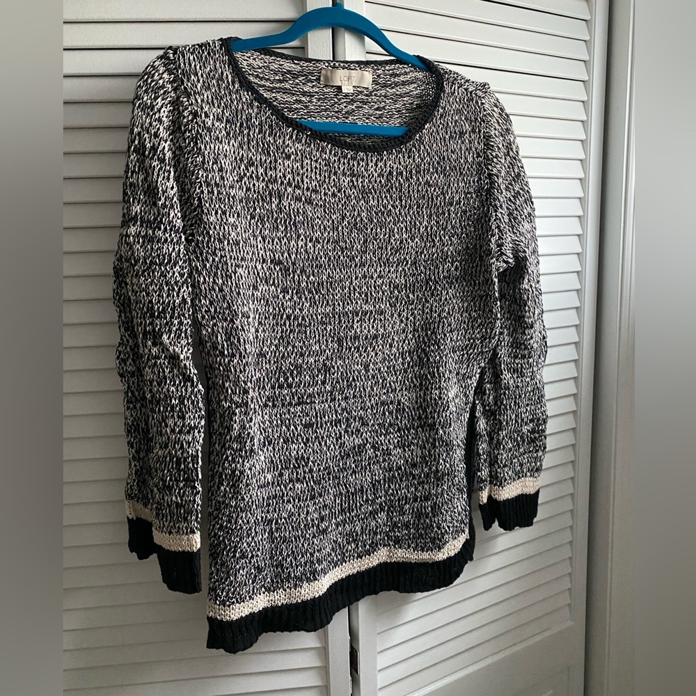 LOFT black, gray, white sweater